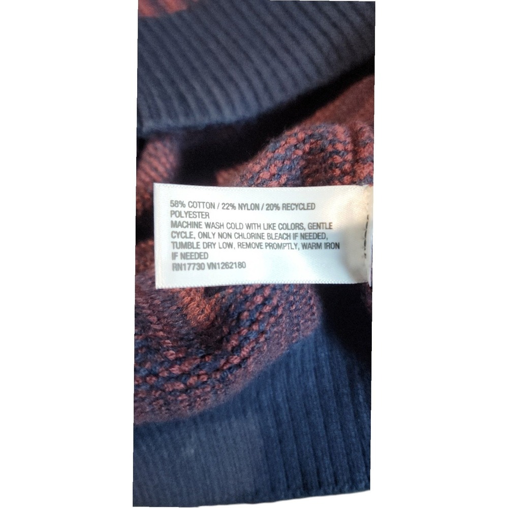 Goodfellow & Co Mens L Cardigan Sweater Blue Burgundy Stripe V-Neck Button Front - Picture 5 of 7
